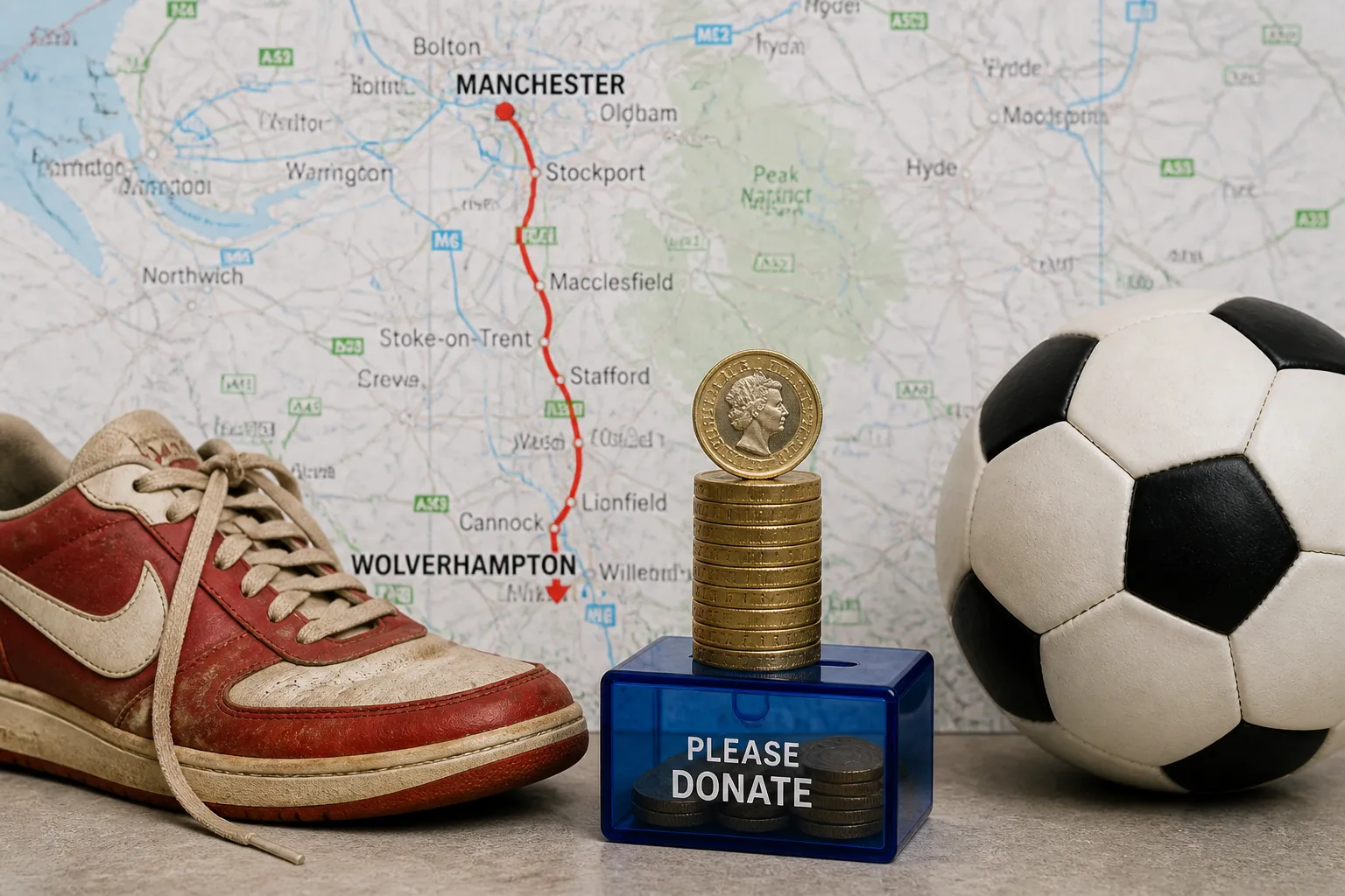 Manchester fan runs 322 miles for World Cup goals, raising 2,840 for Wolverhampton charities